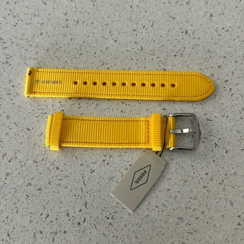 NWT Fossil Yellow Watch Strap Watchband Belt Silver Buckle 18mm